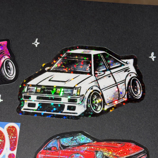 AE86 LEVIN White Glitter sticker!