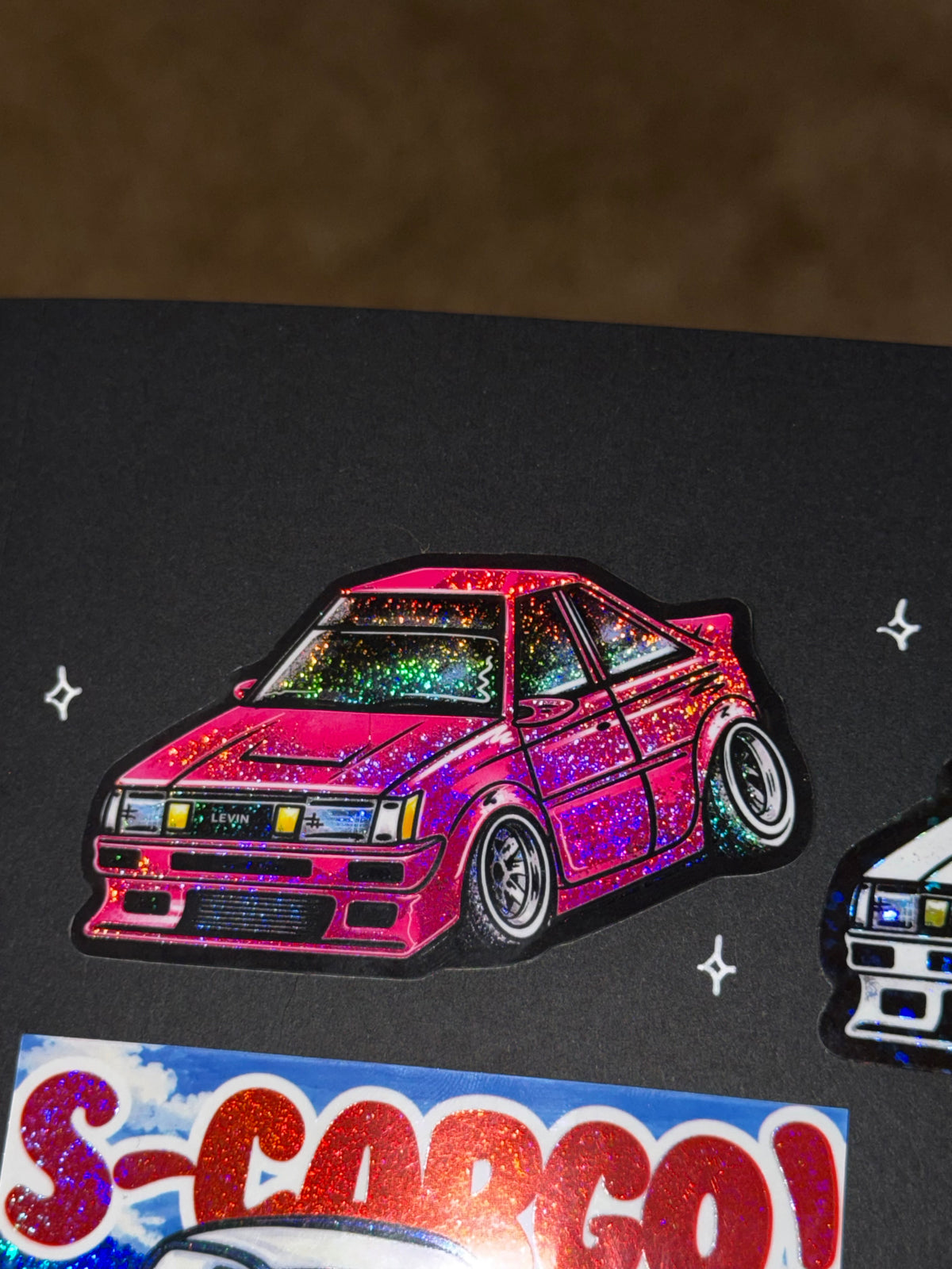 AE86 LEVIN Pink Glitter sticker !